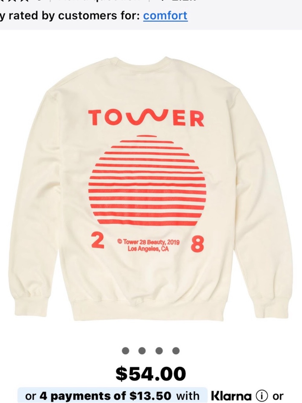 Brand New Tower 28 Beauty Sunset Sweatshirt Cream Orange Size Small